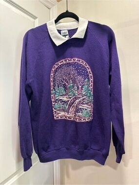 Vintage Gopher Sport 90’s Winter Nature Scene Collared Crewneck